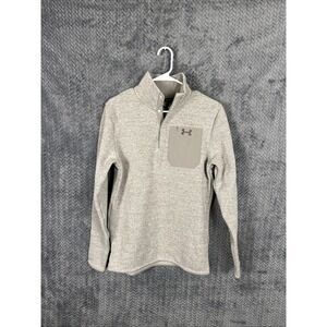 Under Armour Sweater Mens Small NWT Gray Loose Specialist 2.0 Henley 1/4 Snap